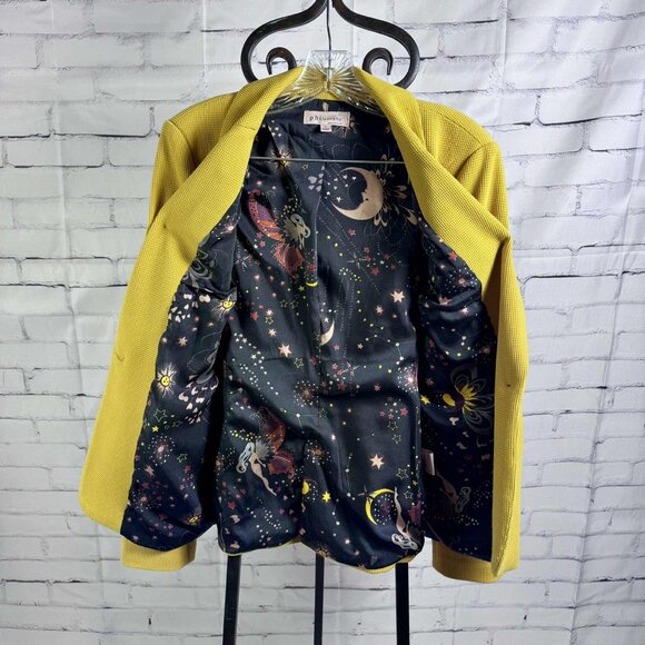 Philosophy Mustard Yellow Textured Blazer Celestial Interior – Size 8 - Picture 10 of 14